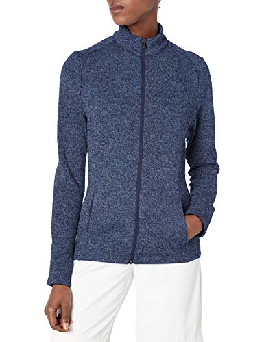 PGA TOUR Women's Fleece Full-Zip Sweater, Peacoat Heather, X Large