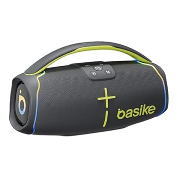 Caixa de Som Bluetooth Basike H61, 50W Potência, IPX6, Alto-Falante Hi-Fi, Luz RGB Surround, Portátil, Resistente à Água (Cinza)