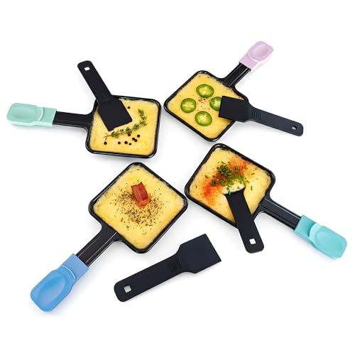 Kosmosta Lot de 4 Poêlons à Raclette Triangulaires Antiadhésifs, Série Ice Cream avec Manches...