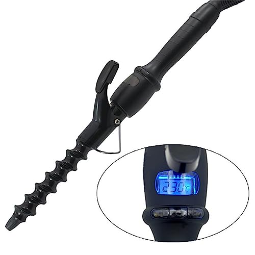 Image of Spiral Curling Iron 1 inch Hair Curler, Spiral Curling Wand Tongs for Long /Medium Hair, LCD Display Hair Curler, Ceramic Beach Wave Curling Iron Dual Voltage