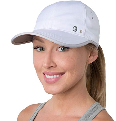 SAAKA Performance Sports Hat. Lightweight, Quick Drying. Running, Tennis & Golf Cap for Women (White)