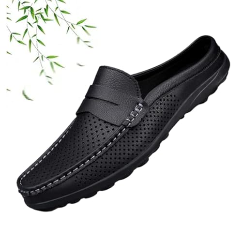 Men's Mules and Slip Ons,Men's Backless Sneakers,Summer Lightweight Loafers Leather Driving Moccasins Mules Clog Slippers