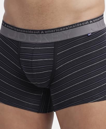 Image of Jockey US68 Men Super Combed Cotton Elastane Stretch Stripe Trunk with Ultrasoft Waistband