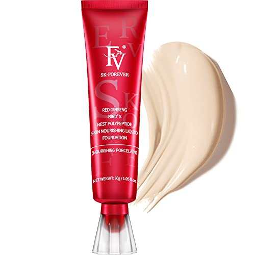 Fv Dewy Liquid Foundation Makeup, Oil Control Waterproof Long Lasting Face Makeup For Normal & Dry Skin, Lightweight Medium Coverage, Vegan & Crulty-Free, Porcelain, 30Ml #TOP14