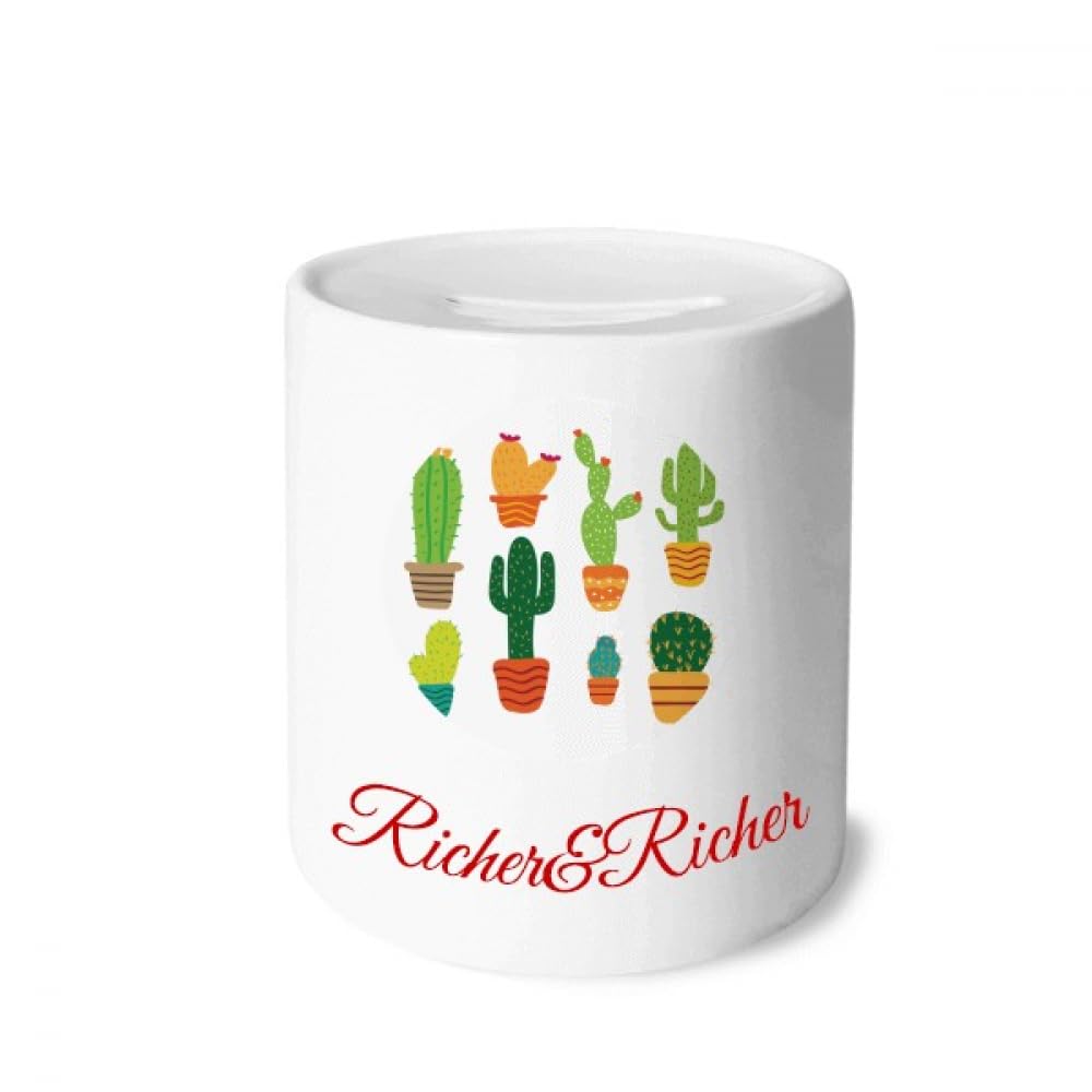 Tirelire pot motif cactus et plantes grasses déco chambre enfant