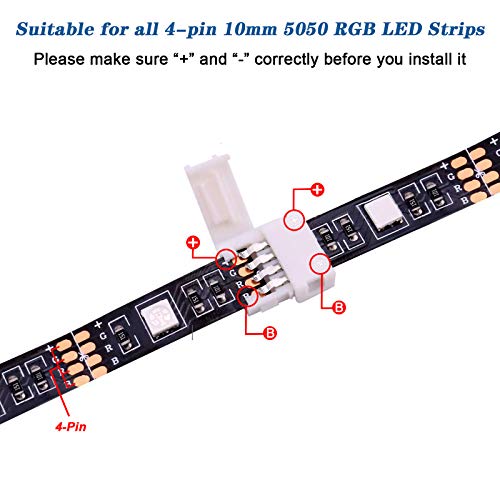 95 Pieces 4 Pin Led Light Strip Connectors Set Including Screw Clips, 4 Pin Led Connectors, Cuttable T, L And X Shape Pcb Board For Smd 5050 10 Mm Rgb Led Strip Lights Gapless Solderless Connector #TOP4