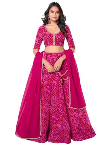 AZUREAURA Indian Style Lehenga Choli for Women Navratri Wedding Party Wear Dress Fully Stitched Pink