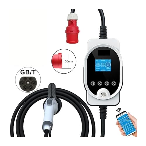 GB/T EV �|�[�^�u���[�d�� 11KW 16A 3 ���A�v�� WIFI ���� �[�d�X�e�[�V���� 5 ���[�g���P�[�u���d�C�����Ԏ�(11KW APP NO Adapter)