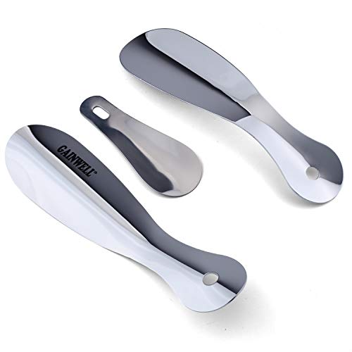 GAINWELL 3 Paquets Métal Chausse-pied - Chausse-pied acier inoxydable - Convient pour toutes les tailles de pieds - Facile à utiliser, parfait pour le voyage - Accessoire Gentleman Classique