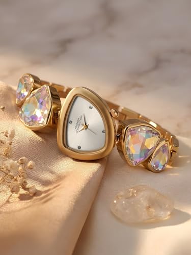 Image of French Connection Asymra Sunray Silver Dial with Crystal Bracelet Analog Watch for Women - FCN0205GM