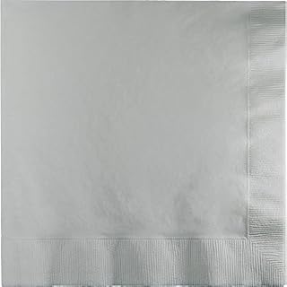 Creative Converting Table Needs, 3 Ply Dinner Napkin, Party Supplies, Shimmering Silver, One Size, 25ct