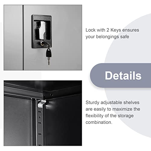 Mgrl 71'' Tall Metal Storage Cabinet With Lockable Doors And Shelves Metal Cabinet With Locking System Steel Cabinet For Home Office Garage Grey #TOP4