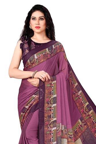 Image of MIRCHI FASHION Saree for Woman Chiffon Kalamkari Design | Professional Office Wear Lightweight Sari for All-Day Comfort with Blouse (Available in 15 Colors)