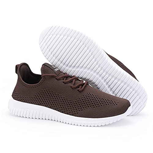 Image of YDB Men's Running Shoes Ultra Lightweight Breathable Walking Shoes Non Slip Athletic Fashion Sneakers Mesh Workout Casual Sports Shoes, Brown015, 9.5