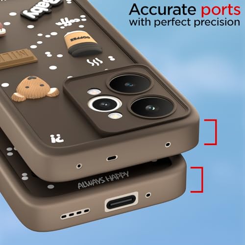 Image of Pikkme Back Cover for Realme 15 5G | 3D Cartoon Silicone Case Cute & Fun Full Protective Bumper Cover (Brown)