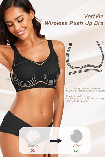 Vertvie Women's Seamless Wireless Push Up Bras with Support and Lift No Underwire Bralettes Full Coverage Sport Everyday Bra3