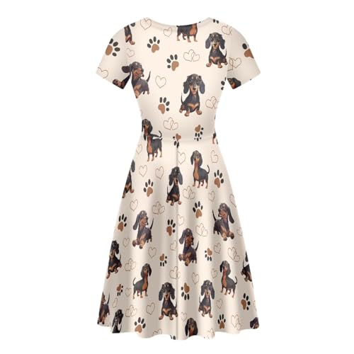 Image of HUGS IDEA Womens Puffy Swing Midi Dress Round Neck Short Sleeve Party A-Line Dresses