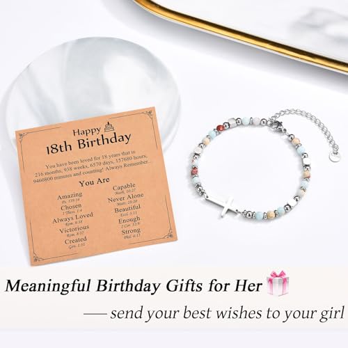 Christian Gifts for Women Girls, Religious Cross Bracelet, Birthday Christmas Easter Baptism Confirmation First Communion Valentines Day Graduation Gifts for Her2