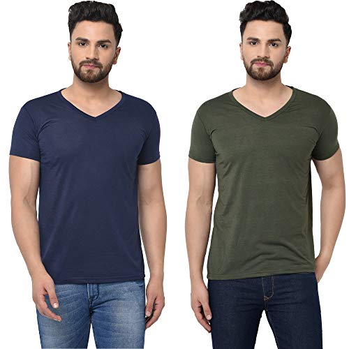 Image of JANGOBOY Men's V-Neck Cotton T-Shirt (Pack of 2)