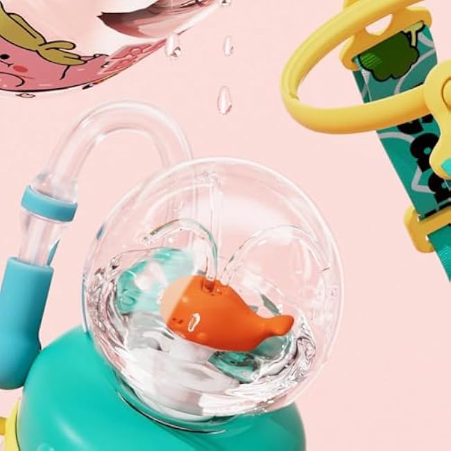 18oz Whale Design Water Cup with Fun Fountain Effect,Drinking Cup With Whale Squirt,Whale Fountain Tumbler No Spill,Cute Water Bottle with Lids and Straws,Creative Whale Spray Sippy Cups (Green)