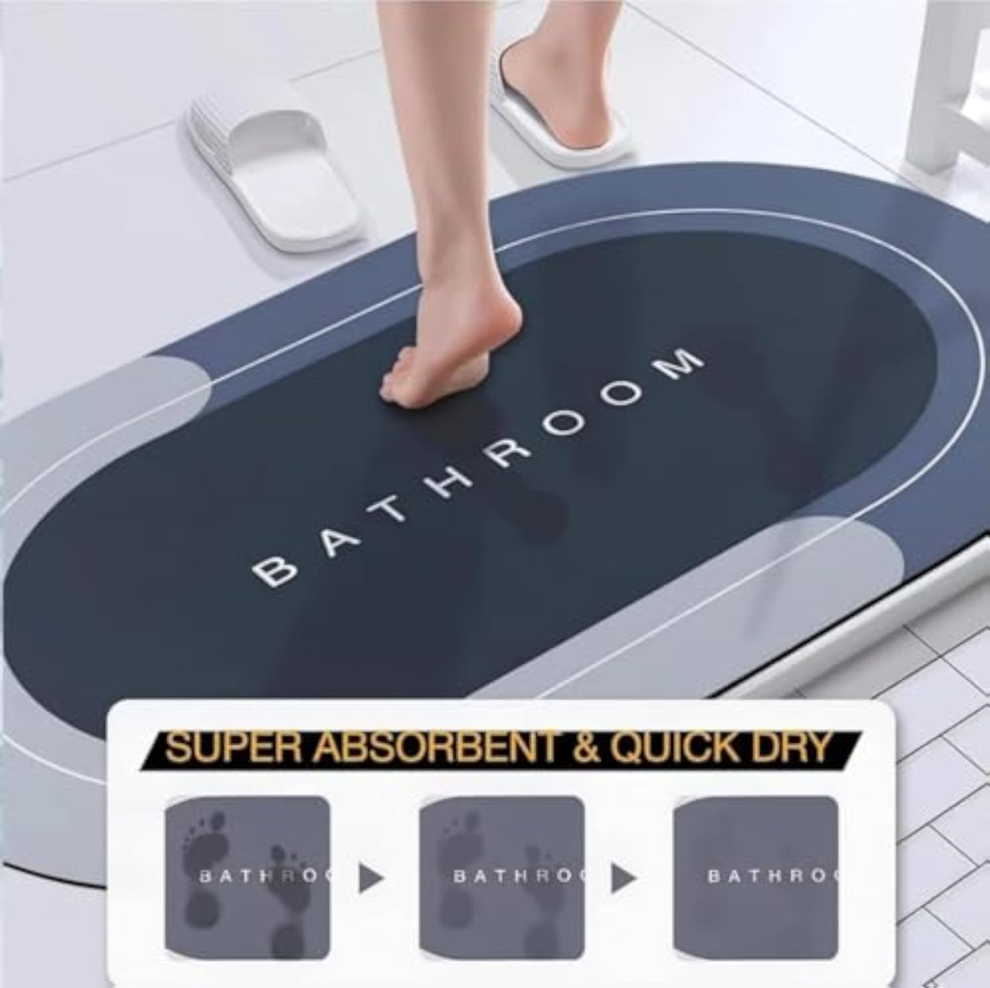 Quick Dry Anti-Slip Bath Mat, Super Absorbent