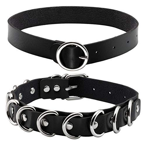 Schwarzes Pentagramm-Halsband Für Frauen – Veganes Leder Mit Stacheln, Verstellbar (34-44 Cm), Inkl. Personalisierbarer Namensbuchstaben