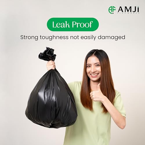 Image of Garbage Bags Medium | 180 Count | 30 Bags x 6 Rolls | 19 x 21 Inches Dustbin /Trash Bags | Black Disposable Bags with Detachable Tie-Tape | For Kitchen, Home, Hotel, Wet & Dry Waste