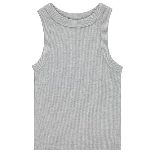 Girls 4 Pack Ribbed Tank Tops Sleeveless Cotton Blend Tees for Everyday Wear, Layering, or Summer Outfits (Sizes 4-14)4