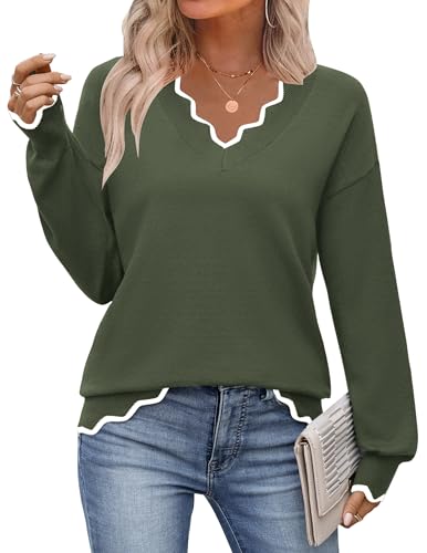 Zeagoo Fall Outfits for Women Long Sleeve V Neck Sweaters