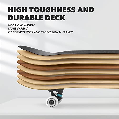 Junli Skateboards For Beginners, 32 Inch Skateboards For Adults Teens Kids Girls And Boys, 8 Layer Canadian Maple Complete Standard Skateboards, Double Kick Concave Skate Board And Tricks Skateboards #TOP5