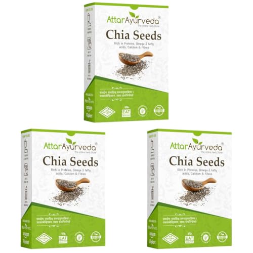 Image of Attar Ayurveda Chia Seeds 250 gm - For Weight Management and Eating | Pure and Natural | Preservative-free | Non-GMO | Clean and Sorted | Rich in Calcium, Protein, Omega-3 & Fibre | (Pack of 3)