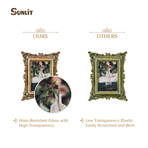 Sunlit Vintage Picture Frame 4X6 Inch, Luxury Antique Photo Frames With Glass Front thumb #2