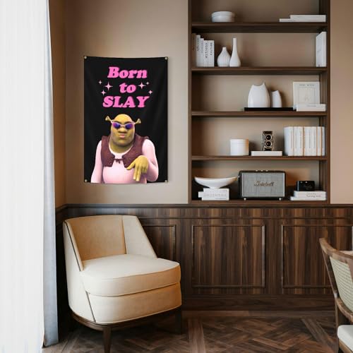 Generic Green Monster Funny Tapestries Born To Slay 2X3Ft Art Bedroom Decoration Flag Wall Hanging thumb #2