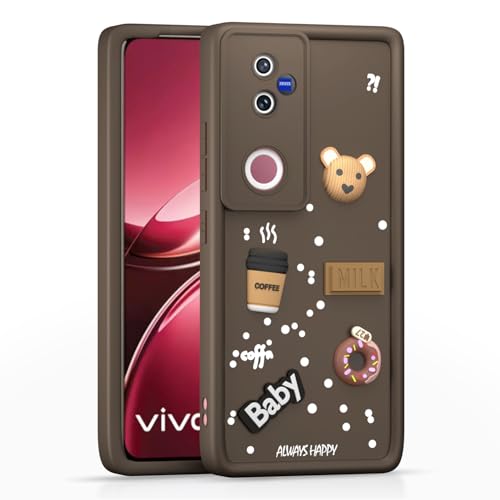 Image of Outlouders Back Cover for Vivo T4R 5G / iQoo Z10R 5G / Vivo V50 5G / V50e 5G | 3D Cartoon Cute Fun Bear | Silicone Full Body Protection Bumper Case (Brown)