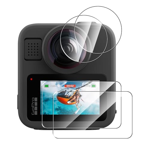Natbok GoPro MAX 2 �X�N���[���v���e�N�^�[ 2���p�b�N + �J���������Y�v���e�N�^�[ 2���p�b�N �t���J�o�[ 9H�����K���X�t�B���� HD �N���A ���h�~ GoPro MAX 2�A�N�Z�T���[�p