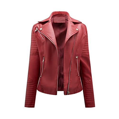 Veste mi-saison femme en cuir synthétique souple coupe-vent légère