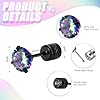 5 Pair Titanium Earrings for Women Men - Surgical Steel Screw Back Hypoallergenic Studs - Rainbow 5A Cubic Zirconia Double Side Sleeper Earrings #1