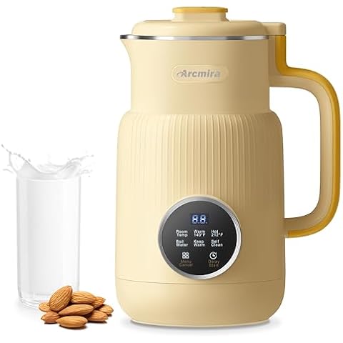 Arcmira Nut Milk Maker, 20 oz(600ml) Homemade Almond, Oat, Soy, Plant-Based Milk and Non-Dairy Beverages, Almond Milk Maker with Delay Start/Keep Warm/Boil Water, Soy Milk Maker with Nut Milk Bag Cover