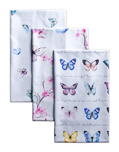 butterfly dish towels - Maison d' Hermine Blossoms in Spring 100% Cotton Set of 3 Multi-Purpose Kitchen Towel Soft Absorbent Dish Towels Tea Towels Bar Towels Spring/Summer (20