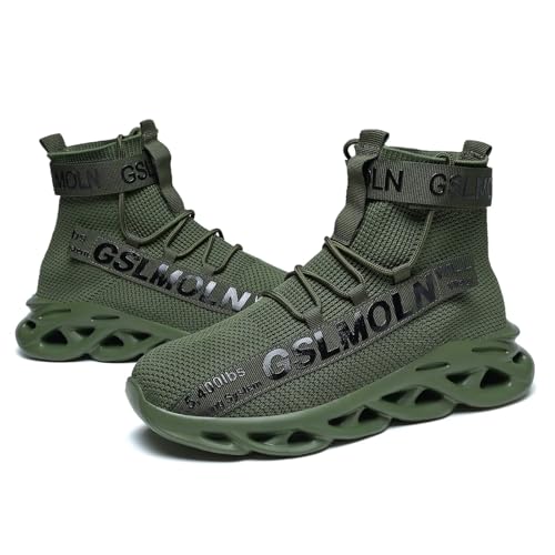 Image of Jakcuz Men's High Top Sneakers Plus Size Breathable Gym Athletic Running Walking Tennis Comfortable Fashion Platform Shoes