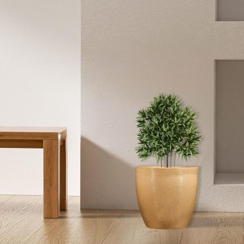 Go Hooked Pluto Brown Indoor Planter Pot 10 Inch | Lightweight Modern Round Plant Pot for Living Room, Balcony & Office | Decorative Polymer Pot for Live & Artificial Plants