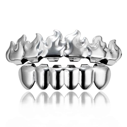 Juego de Grillz para Dientes Forma Llama en Oro 18K miniatura 1