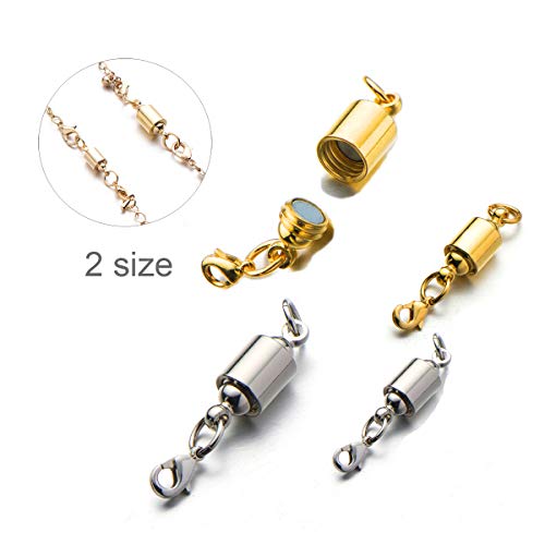Zpsolution Screw-in Locking Safety Magnetic Jewelry Clasps for Necklace 2 Size 8mm 6mm