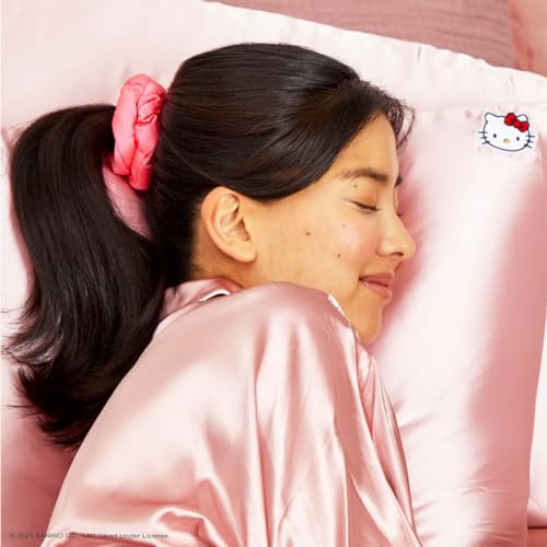 Image of Hello Kitty x Kitsch Matte Satin Scrunchies for Women - No Crease Hair Ties No Damage | Scrunchies for All Hair Types | Stylish & Comfortable, For Ponytails & Buns | Ideal Gifts for Women - 3pcs