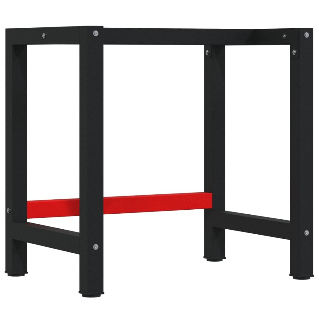 Banco de trabajo de madera maciza de acacia, 100 x 60 x 83 cm, rectangular con estructura de metal pulverizado, mesa de trabajo estable para taller, garaje, sala de ocio y bricolaje