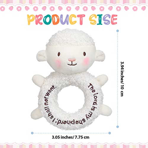 Image of Karenhi Lamb White Stuffed Animal Little Stuffed Animal Praying Baptism Soft Plush Snuggle God's Toy Embroidered Religious Gifts for Boys Girl Baby Shower Mom Barnyard Nursery Decor Doll Toy