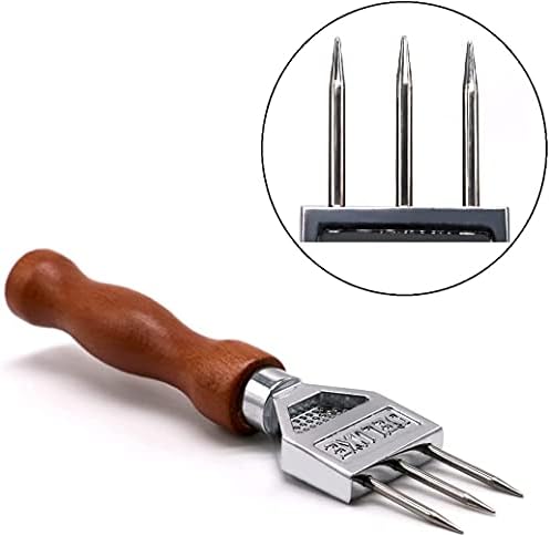 GudGmtoy Ice Pick, 3-Blade Wooden Handle Non-Slip Ice Shaved Ice Crushing Ice Chisel Ice Tool Bar Accessories Restaurant/Tavern Length 17.8cm