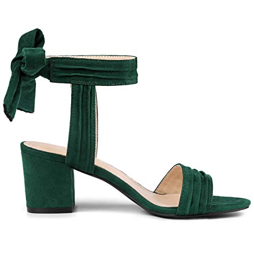 Allegra K Allegra K Women's Open Toe Ankle Tie Back Green Block Heels Sandals - 8 M US