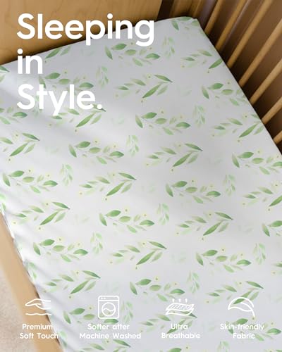 Image of Crib Sheets for Boy Girl, Premium Soft Crib Mattress Fitted Sheet, Ultra Breathable Baby Sheets, Super Stretchy Baby Bed Sheets 28''x52''x9'' Extra Deep Pocket, 2 Pack