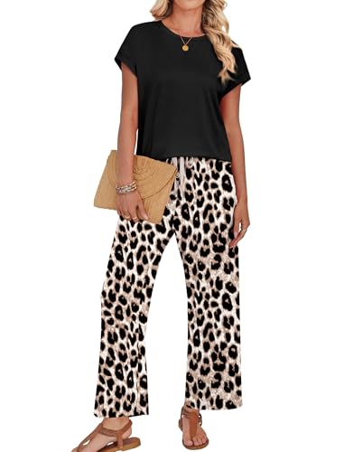 Image of WIHOLL Two Piece Sets for Women Summer Spring Outfits Lounge Sets Beach Vacation Clothes Airport Travel Matching Clothing